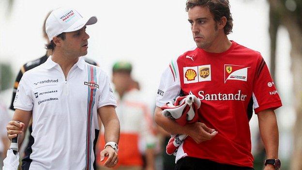 Felipe Massa (left) and Fernando Alonso