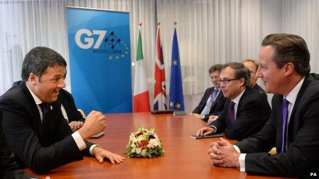 Prime Minister David Cameron meets with Italian Prime Minister Mateo Renzi (file picture)