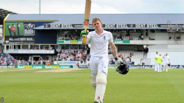 England batsman Sam Robson departs for 127