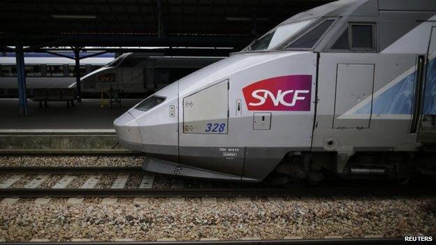 File photo: A French High Speed Train (TGV) made by French train maker Alstom at Nantes railway station, western France, 18 June 2014