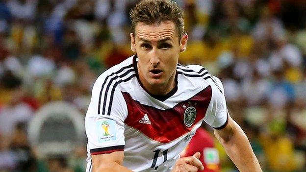 Miroslav Klose in action for Germany at the 2014 Fifa World Cup in Brazil