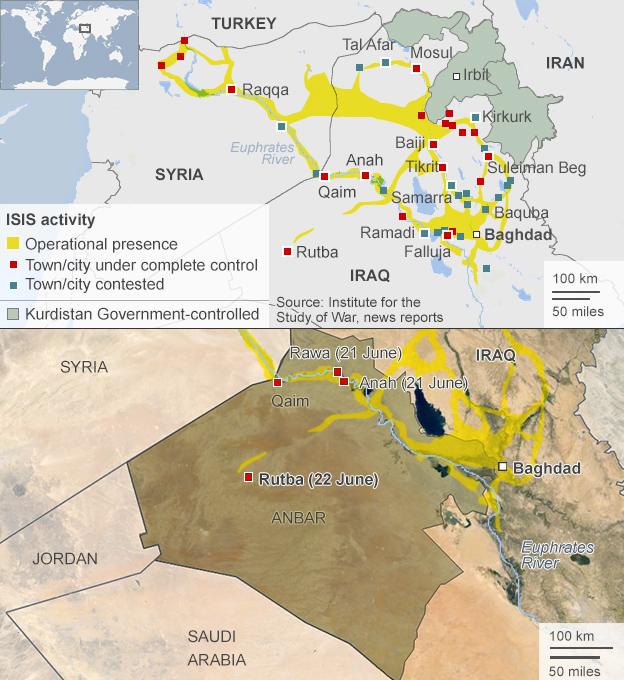 Map showing Isis activity