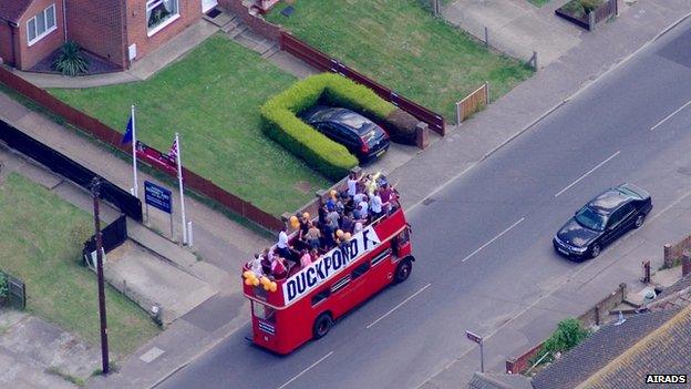 Duckpond FC players on a bus