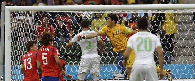 Algeria defender Rafik Halliche put his side 2-0 up with a header against South Korea