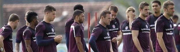 England players in training