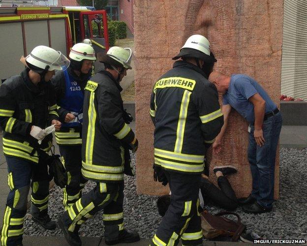 Firefighters rescue man stuck inside stone vagina