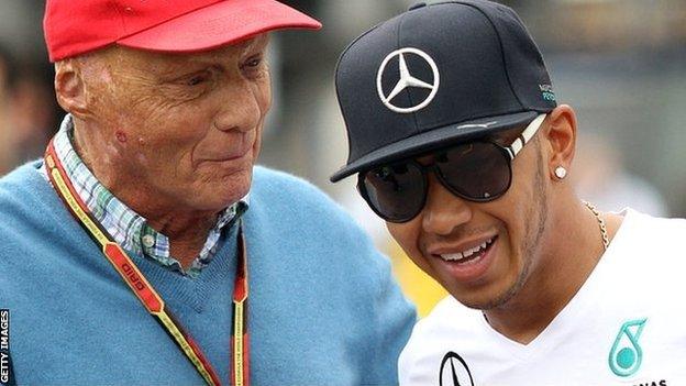 Niki Lauda and Lewis Hamilton