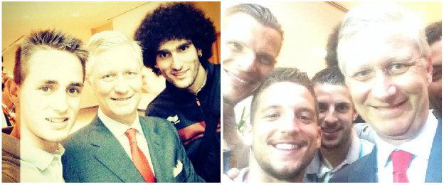Adnan Januzaj and Dries Mertens with King Philippe of Belgium