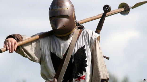 Dave Ramsey from the Clanranald Trust in a Battle of Bannockburn re-enactment