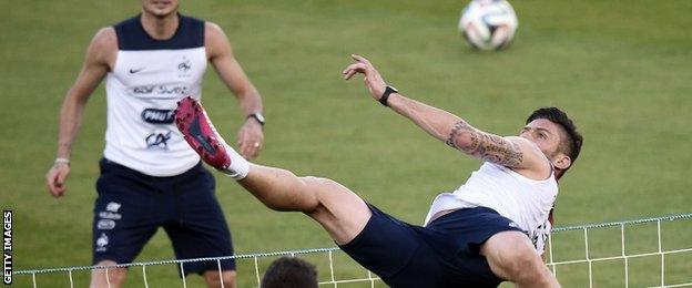 France forward Olivier Giroud (right)