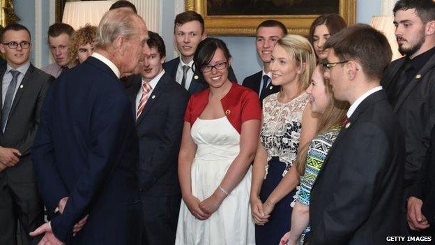 Prince Philip met Duke of Edinburgh gold award winners