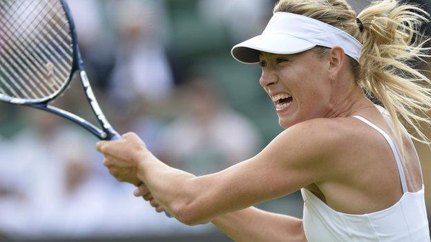 Maria Sharapova in action at Wimbledon