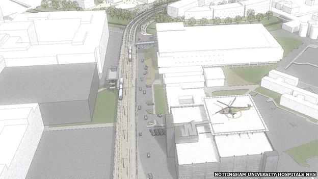 Plans for the new helipad at Queens Medical Centre