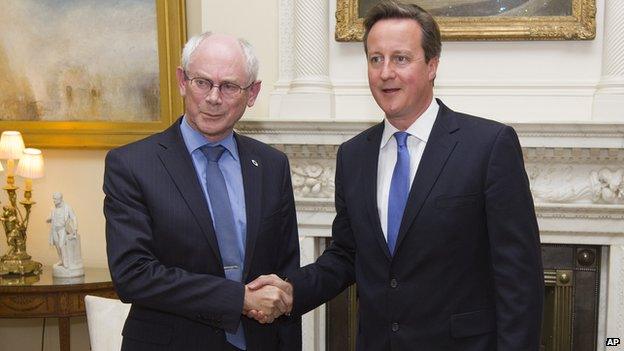 European Council President Herman Van Rompuy (left) with UK PM David Cameron