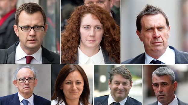 Andy Coulson, Rebekah Brooks, Clive Goodman, Stuart Kuttner, Cheryl Carter, Charlie Brooks, Mark Hanna