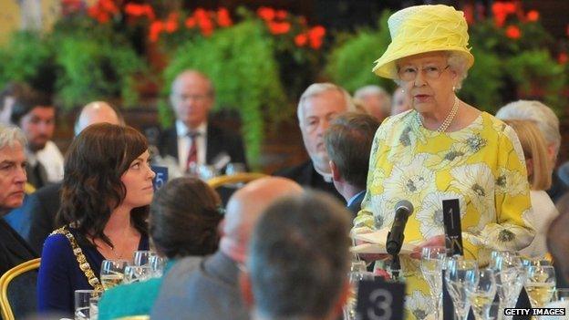 The Queen told guests at Belfast City Hall that Northern Ireland had turned the "impossible into the possible"