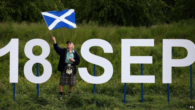 Scottish flag and 18 September sign