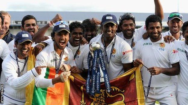 Sri Lanka celebrate winning the Test series