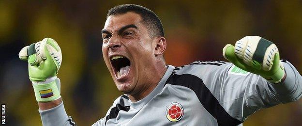 Colombia keeper Faryd Mondragon came on to become the oldest player at a World Cup finals