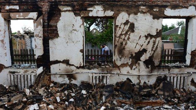 Shell damage in Sloviansk, Ukraine, 24 June