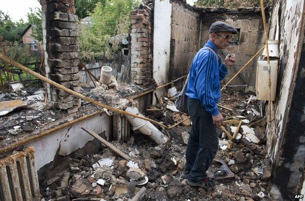 Shell damage in Sloviansk, Ukraine, 24 June