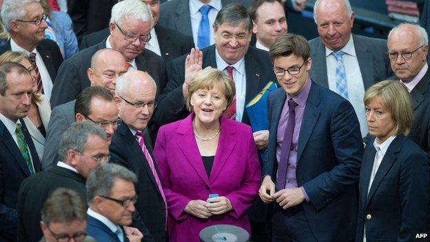 Chancellor Angela Merkel in the Bundestag (25 June)