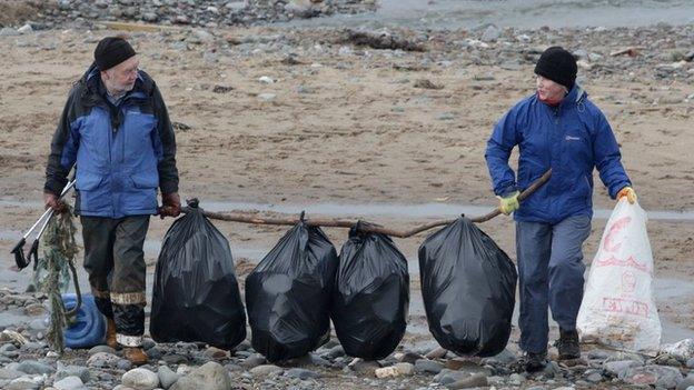 Beach clean after storm