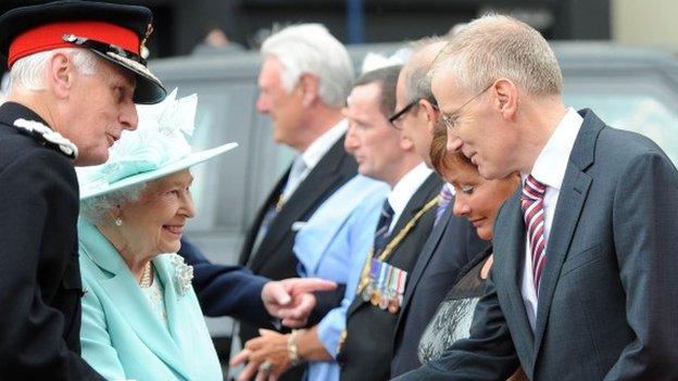 The Queen was introduced to East Londonderry MP Gregory Campbell