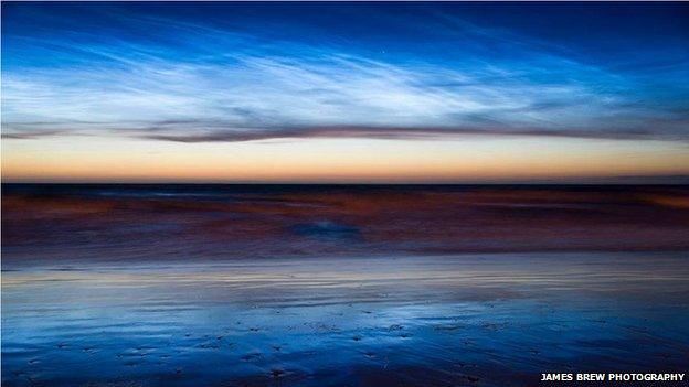 Noctilucent clouds courtesy of James Brew