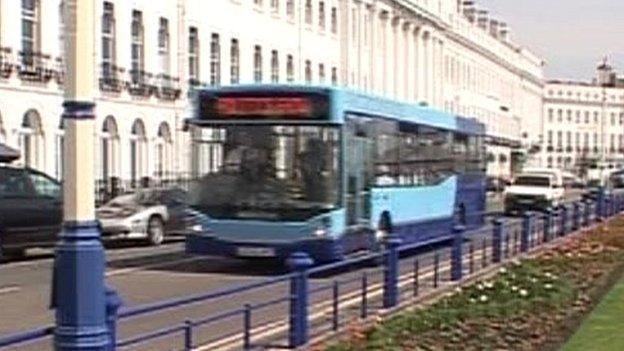 Bus travelling in East Sussex