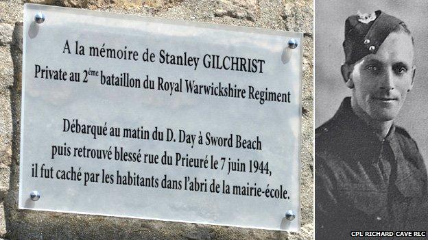 Pte Stanley Gilchrist and the place sign bearing his name