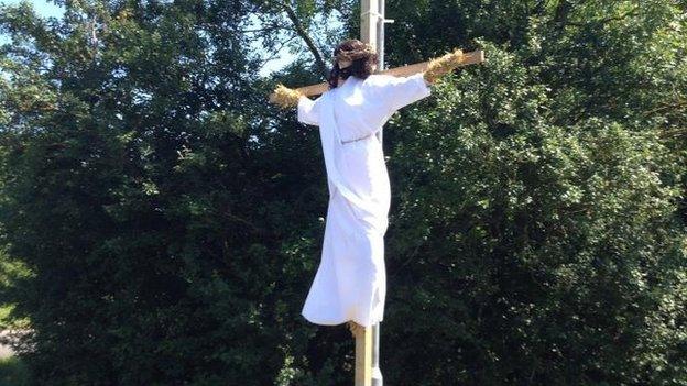 "Jesus" scarecrow