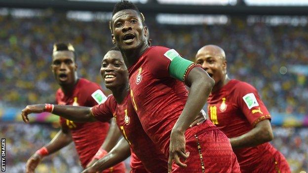 Ghana players at the World Cup in Brazil