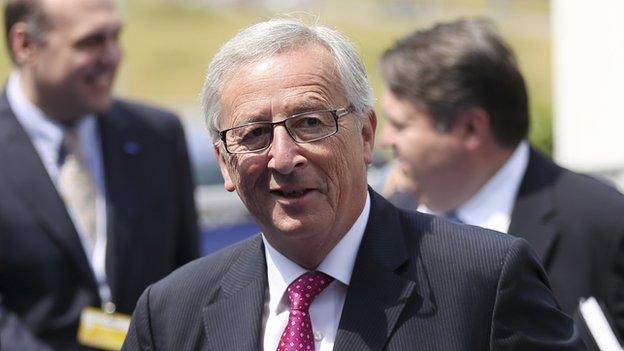 Jean-Claude Juncker arrives at an European People's Party (EPP) meeting in Kortrijk, Belgium, 26 June 2014