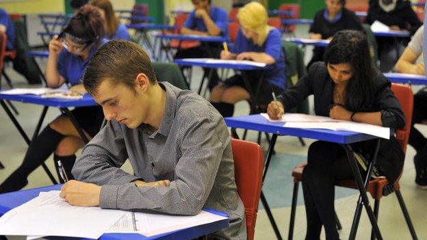 A student sitting GCSEs