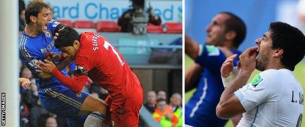 Luis Suarez, Branislav Ivanovic and Giorgio Chiellini