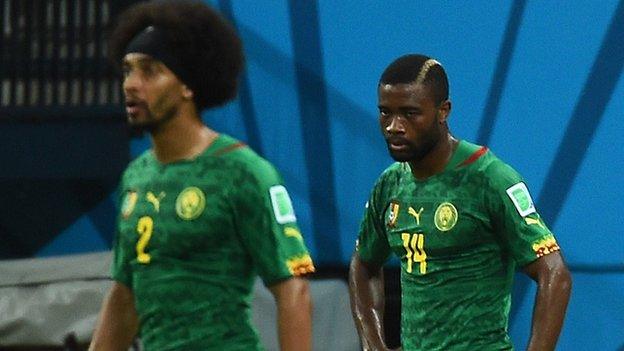 Cameroon's Benoit Assou-Ekotto and Aurelien Chedjou