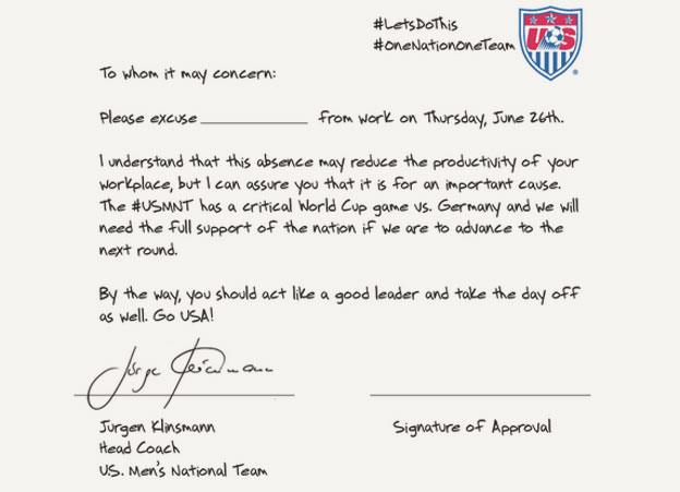 Klinsmann note