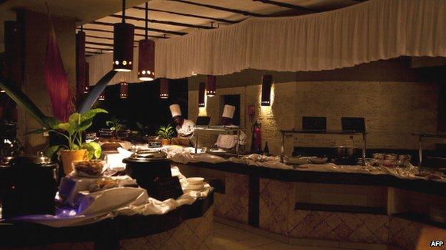 Chefs wait for guests at the Baobab Beach Resort in Diani on 16 May 2014