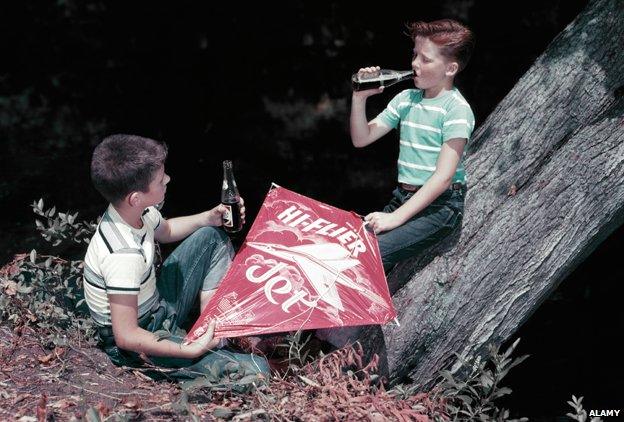 Boys drinking soda 1950s