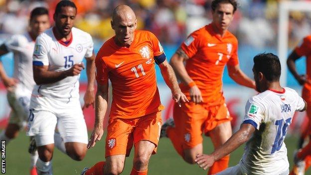 Arjen Robben in action against Chile