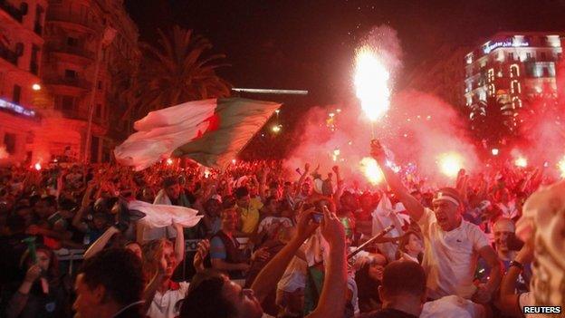 Algerian fans celebrate in Algiers - 26 June 2014