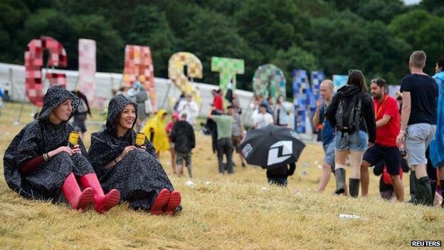 Festival-goers at Glastonbury 2014