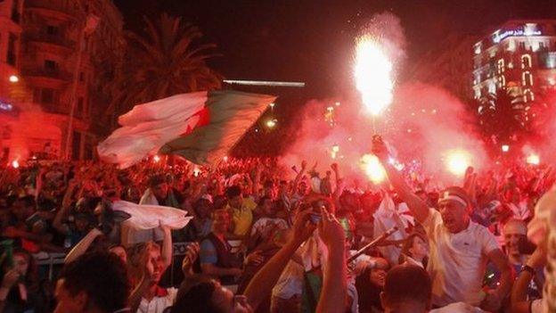 Algerian fans celebrate in Algiers - 26 June 2014