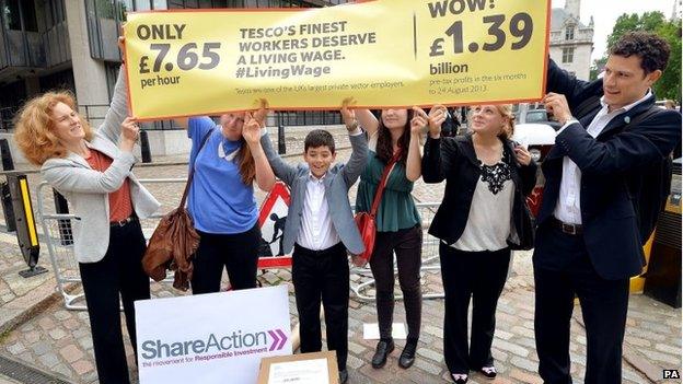 Demonstrators outside Tesco AGM