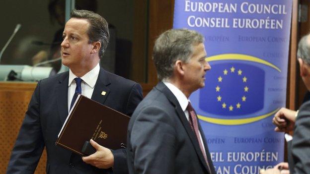 David Cameron (left) at EU summit, 27 Jun 14