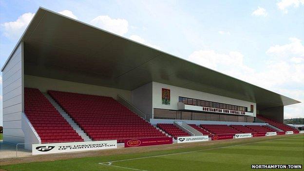 Artist impression of East Stand at Northampton Town's Sixfields Stadium