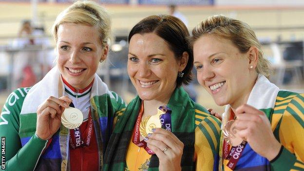 Becky James (left) won silver and bronze for Wales at the 2010 Commonwealth Games in Delhi