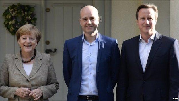 Angela Merkel, Fredrik Reinfeldt and David Cameron