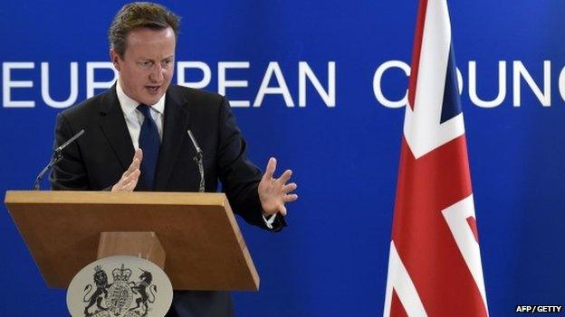 David Cameron at news conference in Brussels